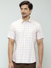 Constructed Half Sleeve Checked Cotton Blend Shirt
