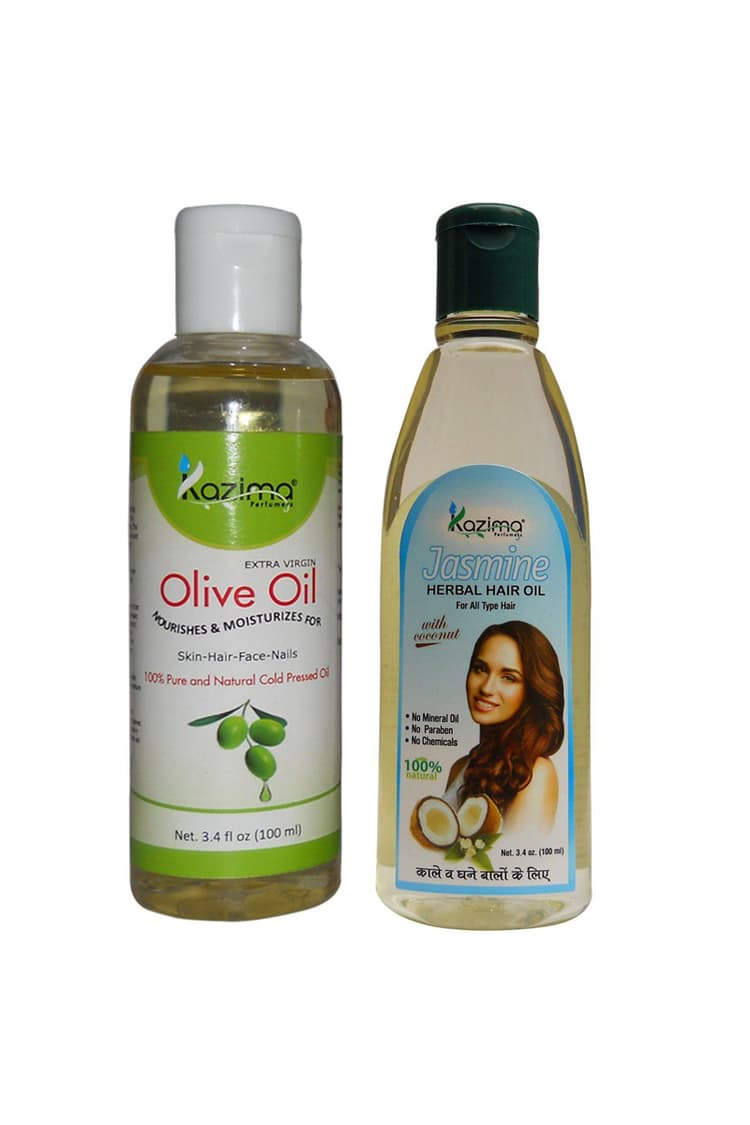 Kazima Combo Of Olive Oil And Jasmine Herbal Hair Oil Each 100Ml