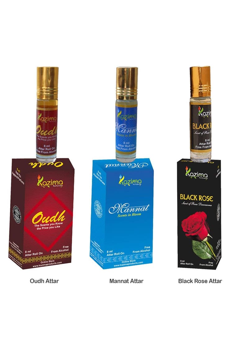 Kazima Sensual Exotic Attar Perfume Set 3 Pcs Pack Of 8Ml Roll On