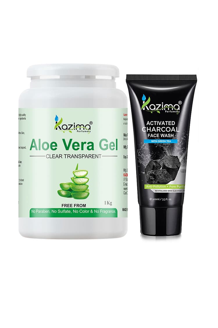 KAZIMA Combo of Aloe Vera Gel 1kg + Charcoal Facewash 100ml