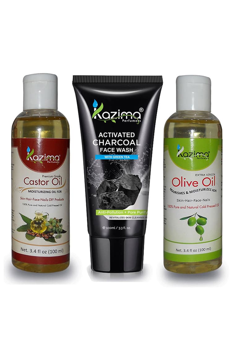 KAZIMA Charcoal Facewash Olive Carrier Oil & Castor Carrier Oil 100ml