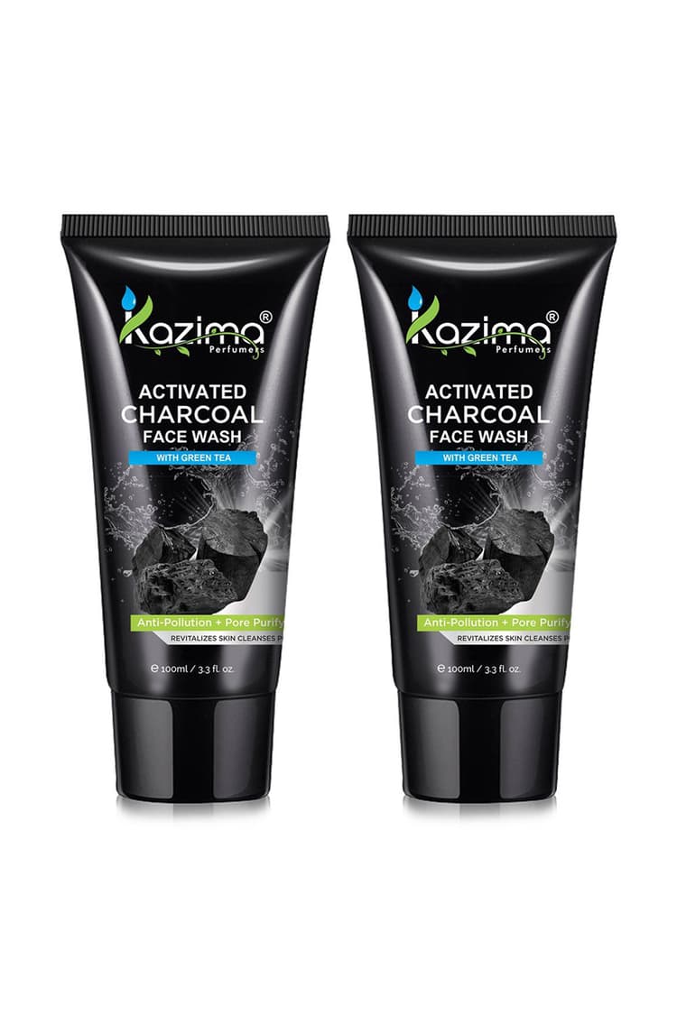 Kazima Activated Charcoal Face Wash With Green Tea Pack Of 2Pcs 100Ml