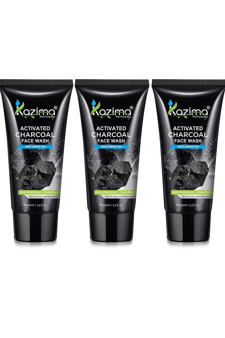 Kazima Activated Charcoal Face Wash With Green Tea Pack 3Pcs Of 100Ml