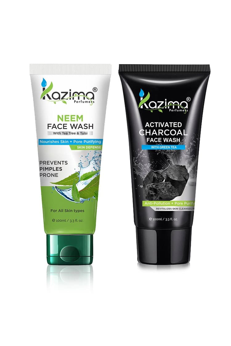 Kazima Combo Neem & Activated Charcoal Face Wash With Green Tea 100Ml