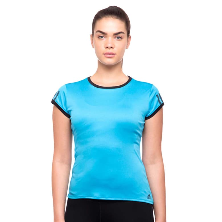 Adidas Club 3 Stripes Womens T-Shirt (Blue)