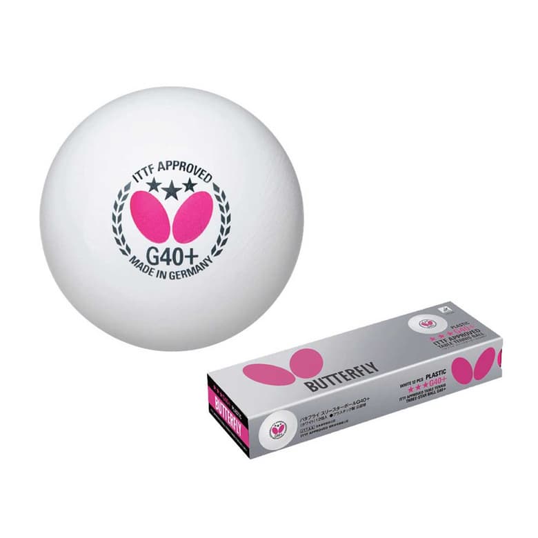 Butterfly 3 Star G40+ Table Tennis Balls (Pack of 12)