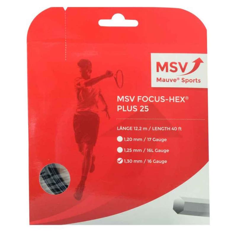 MSV Focus Hex Plus 25 Tennis String (Black, 12M)