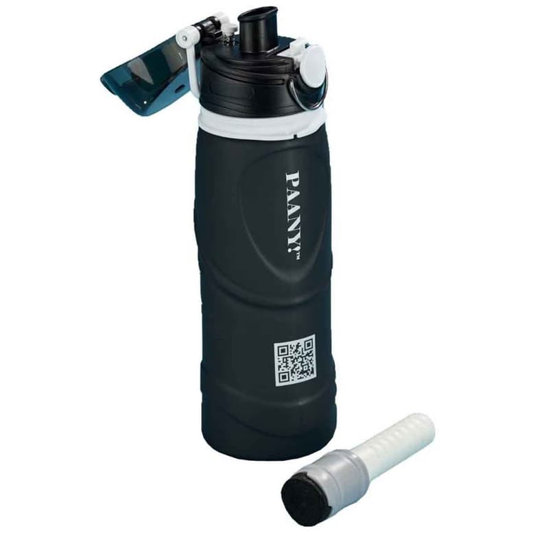 PAANY Silicone Foldable Water Purifier Bottle (750ml, Black/White)