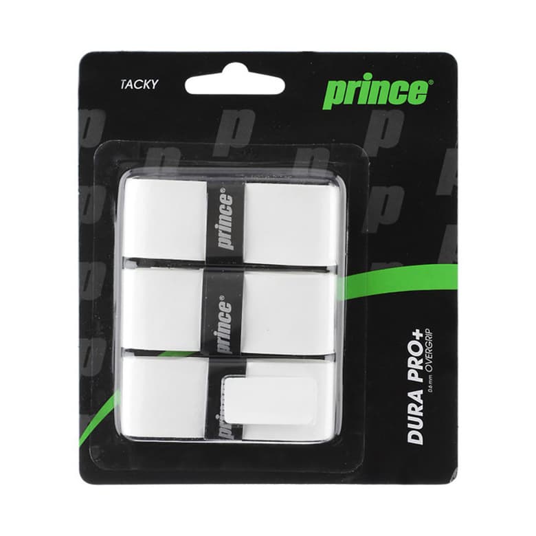 Prince Dura Pro+ Tacky Overgrip (White, Pack of 3)