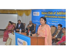 Smt.Sailaja Kiron addressing the 30th Installation Ceremony of Rotary Club Jubilee hills  
