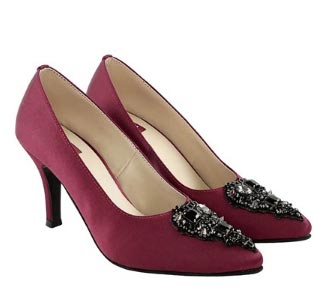 wine swarovski studded pump heels
