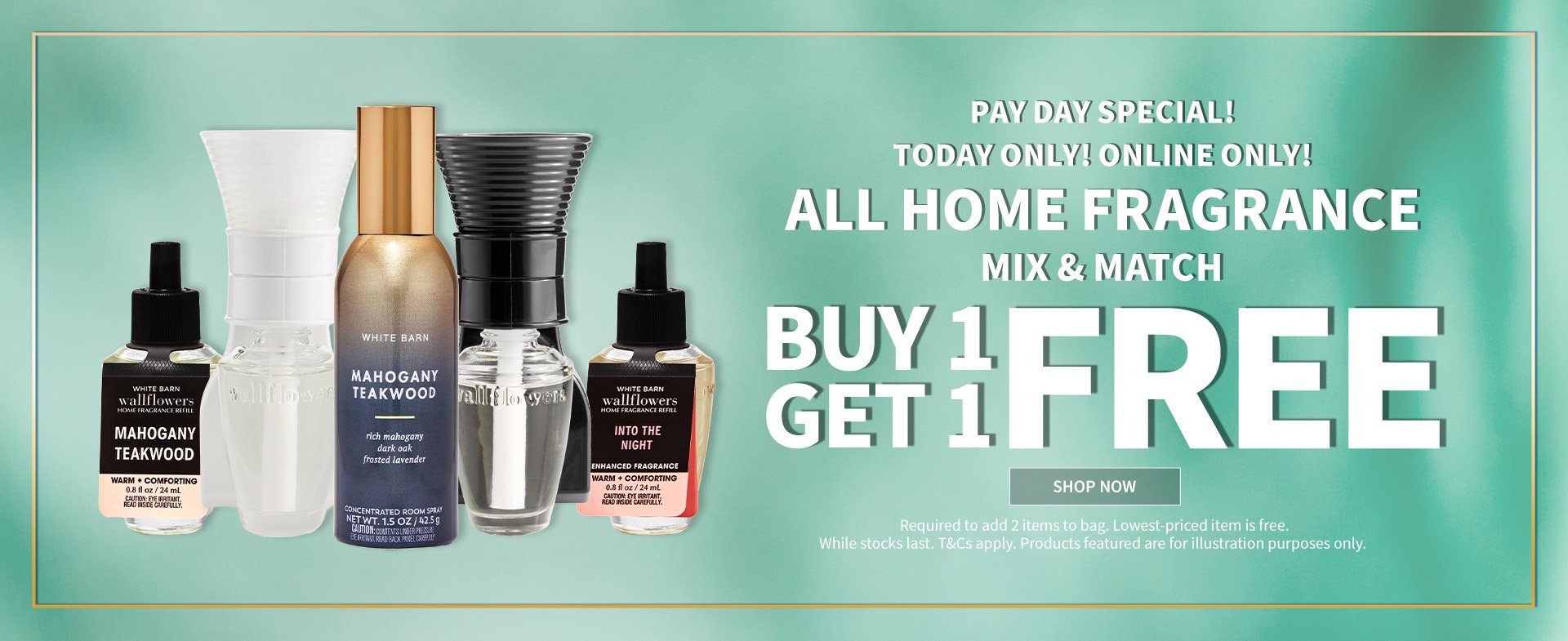PAY DAY SPECIAL! TODAY ONLY! ONLINE ONLY! ALL HOME FRAGRANCE MIX & MATCH B1G1F
