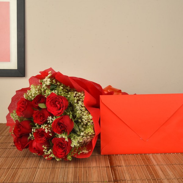 magnificent pair of artificial red roses with heart shape chocolates n card  Delivery in Pune - PuneOnlineFlorists