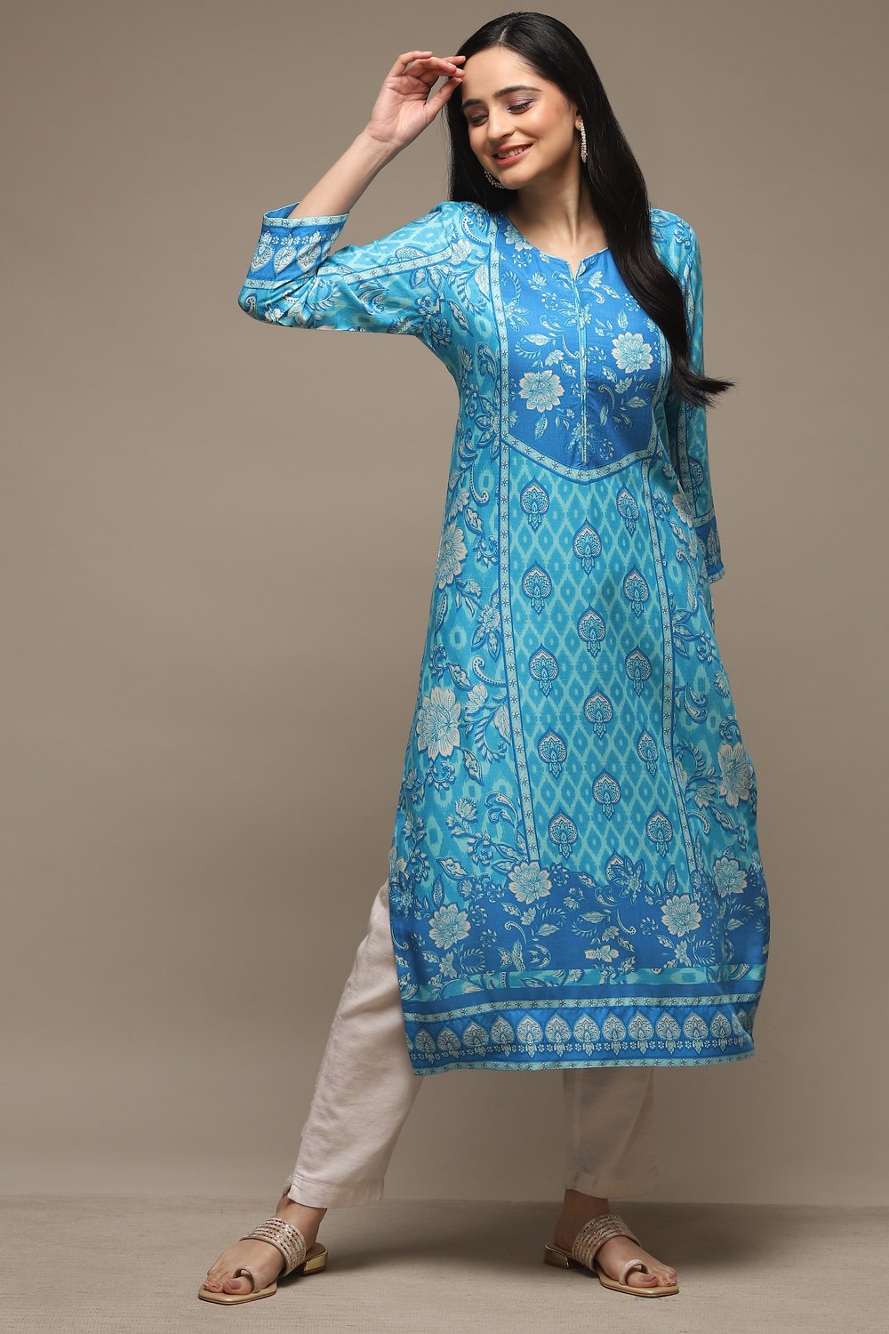 Buy online Pink Rayon Straight Printed Kurta for womens and girls ...