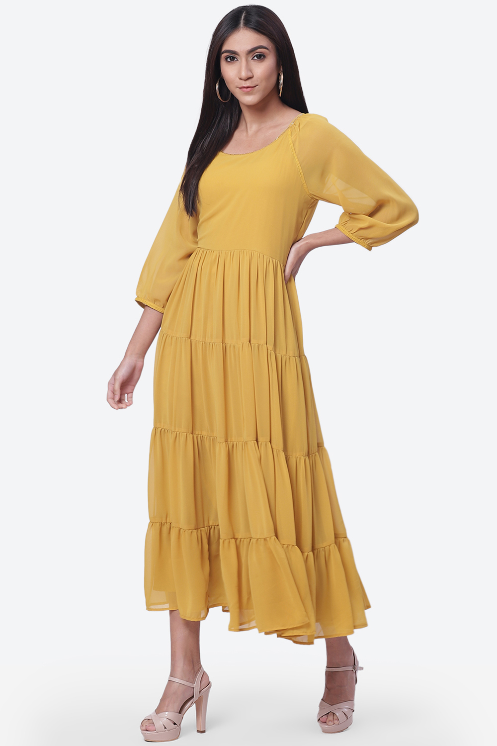 

Mustard Art Silk Fusion Dress