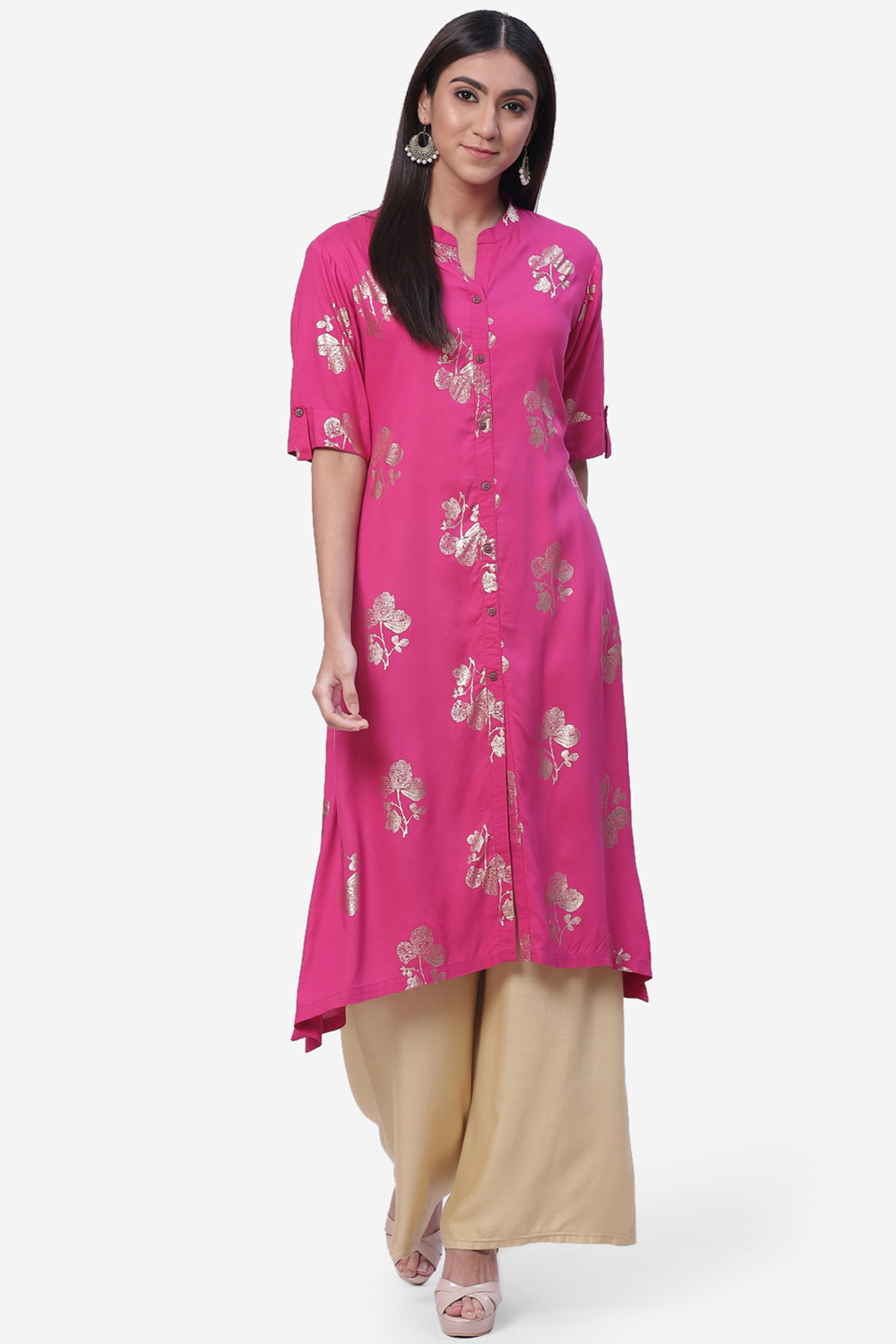 

Fuchsia Rayon Asymmetric Kurta