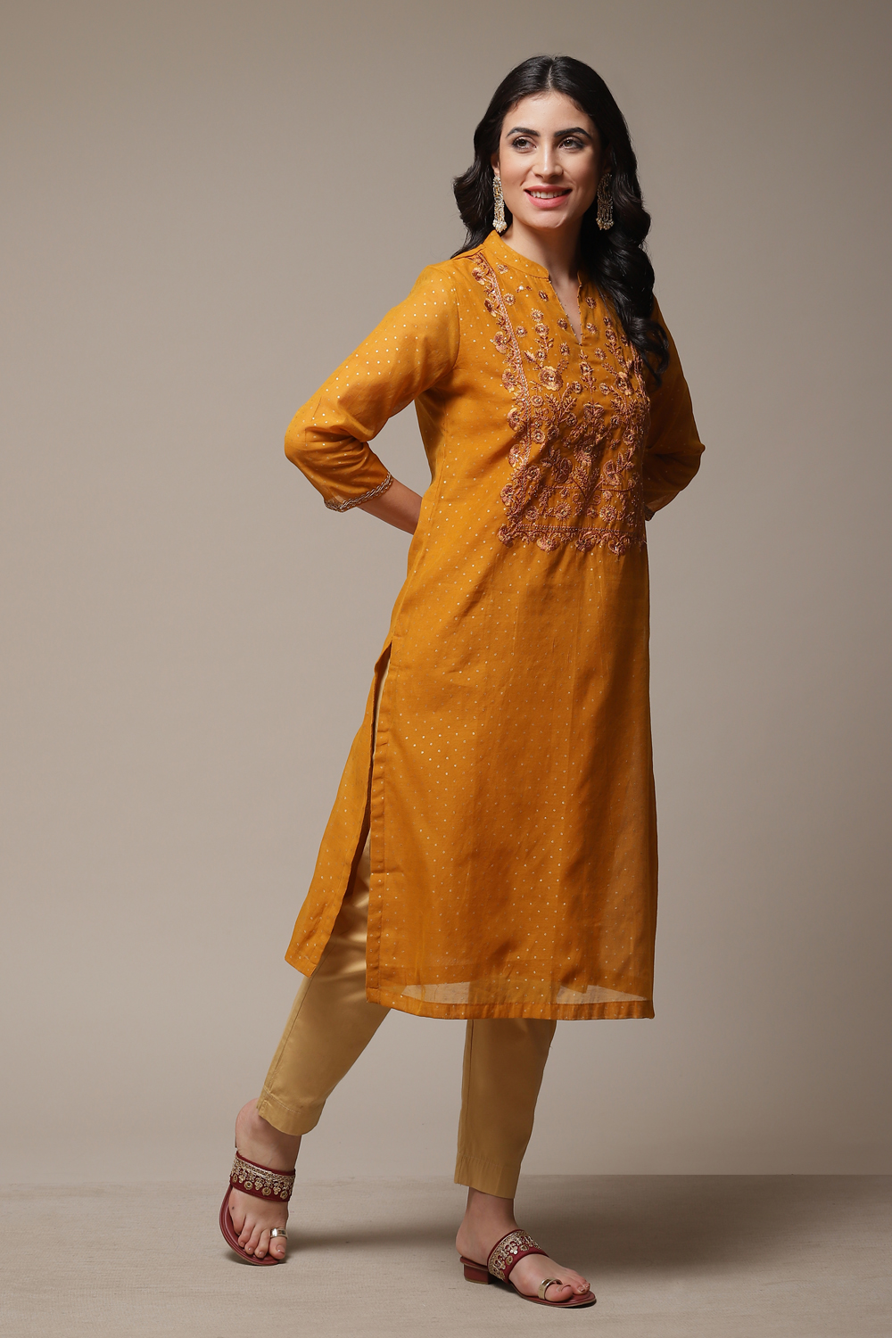 Buy online Off White & Blue Cotton IKAT Flared Kurta for women at ...