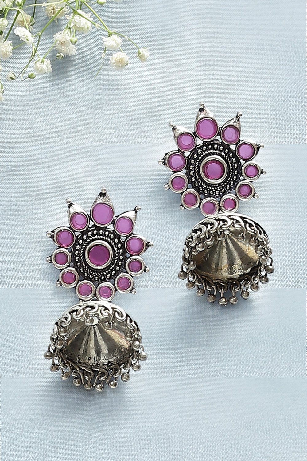 

Oxidised Pink Brass Earrings