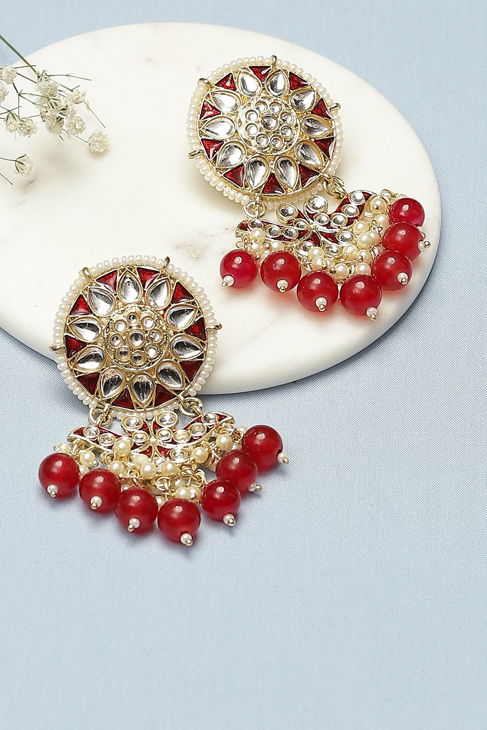 

Maroon Alloy Earrings