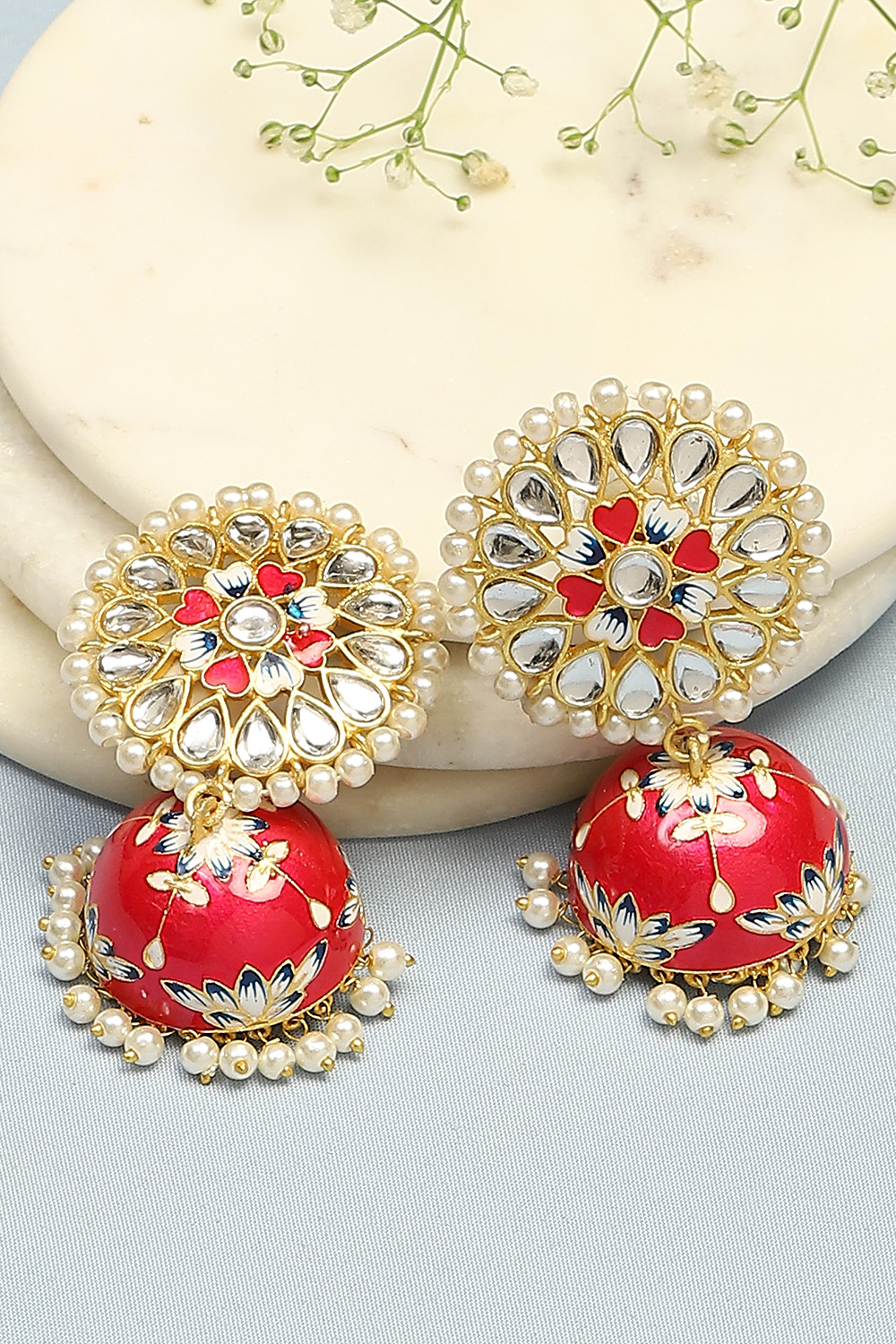 

Rani Pink Brass Earrings