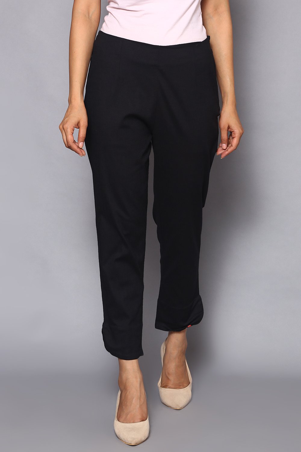 

Black Viscose Lycra Solid Pant