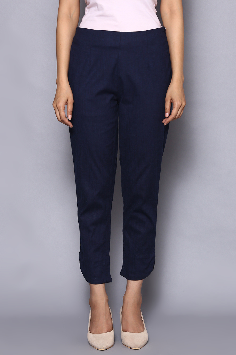 

Navy Viscose Lycra Pants