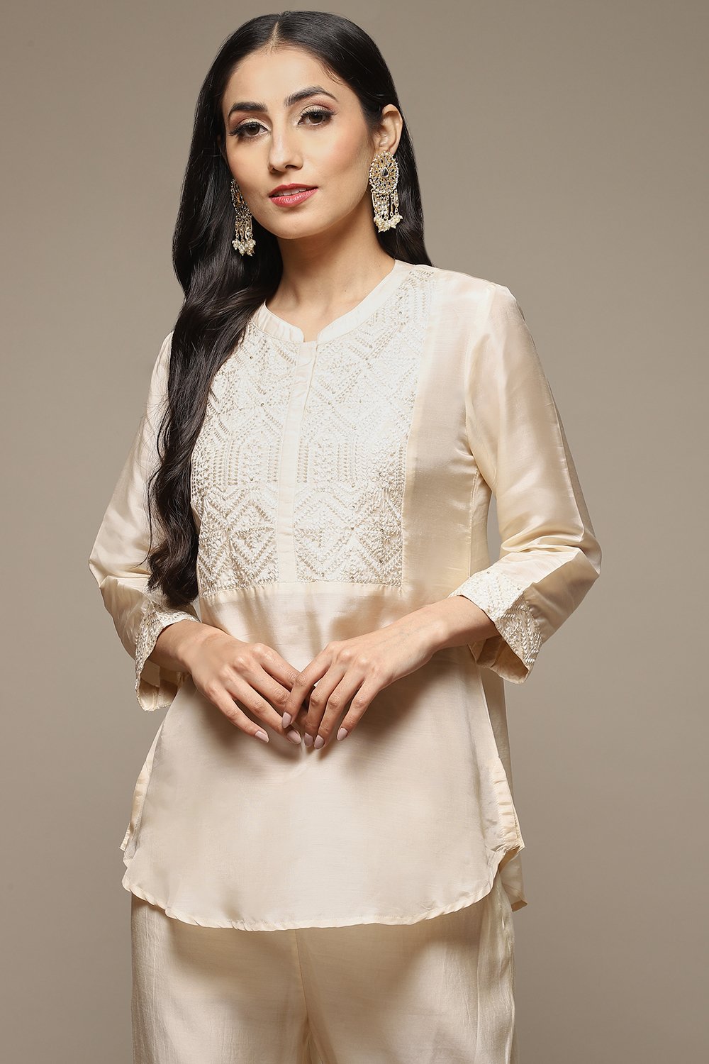 

Beige Cotton Blend Kurti