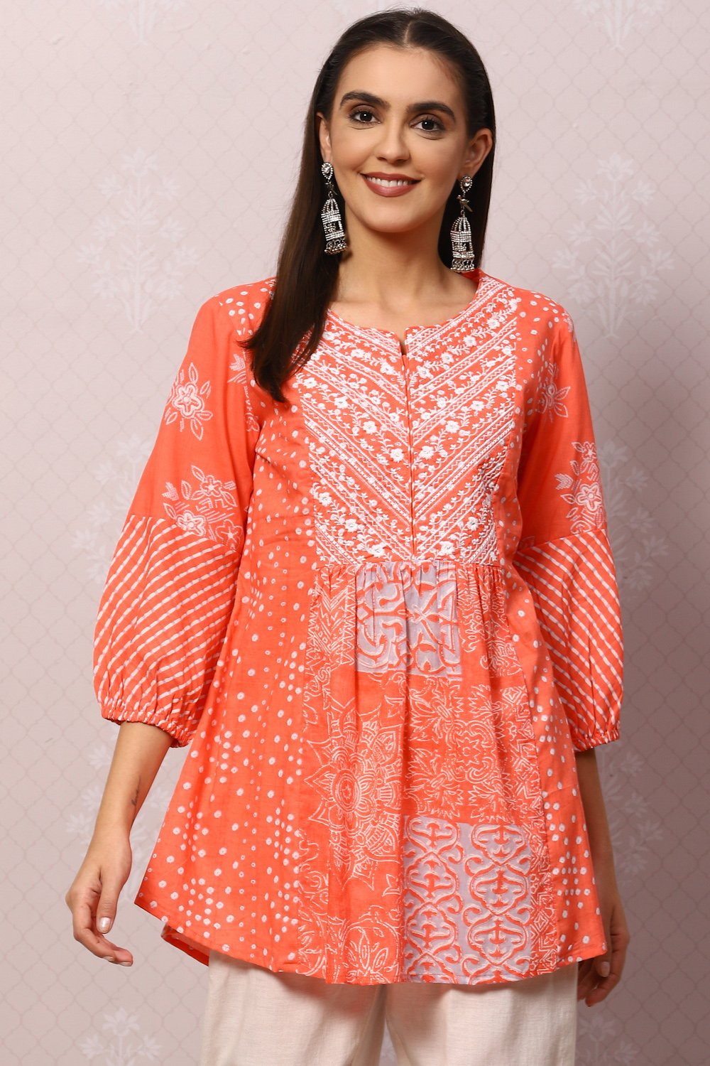 

Coral Art Silk Flared Printed Short Kurti