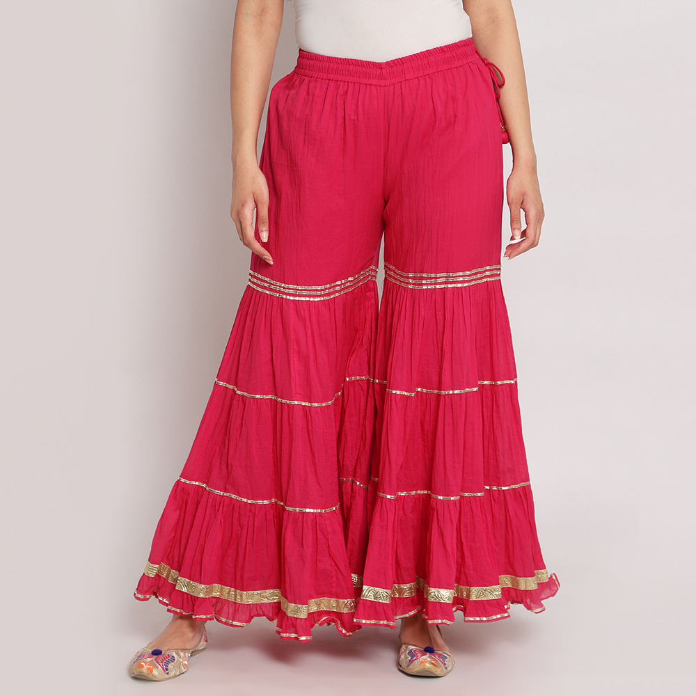 Buy 9rasa Off-White Cotton Relaxed Fit Sharara Pants for Women Online @  Tata CLiQ