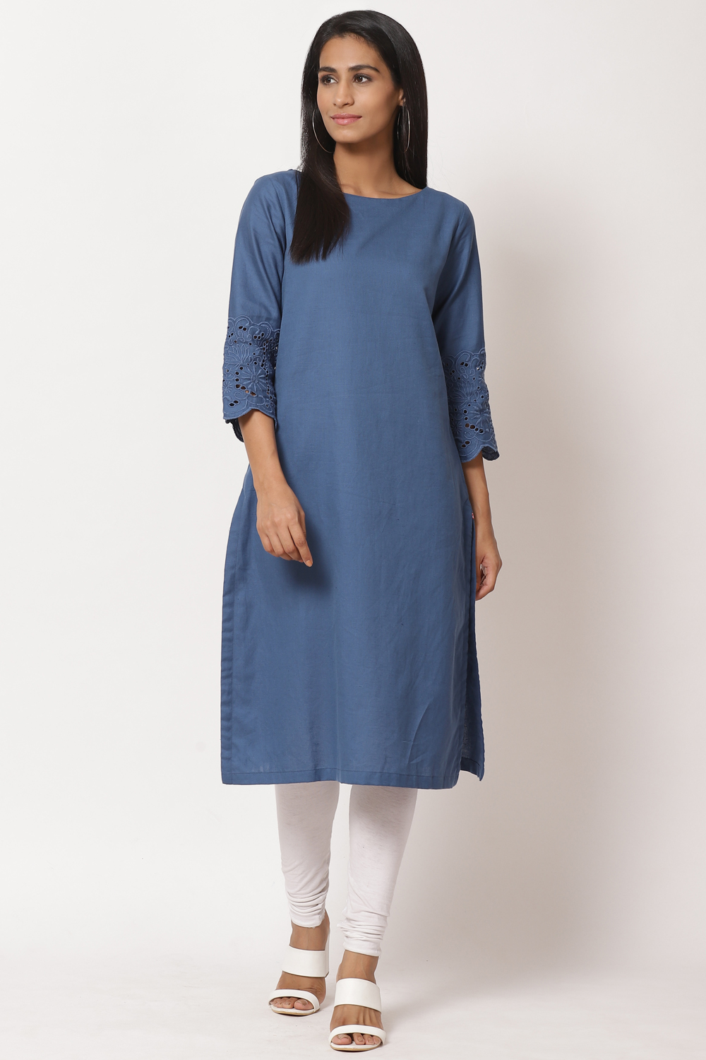 

Indigo Cotton Straight Yarndyed Kurta