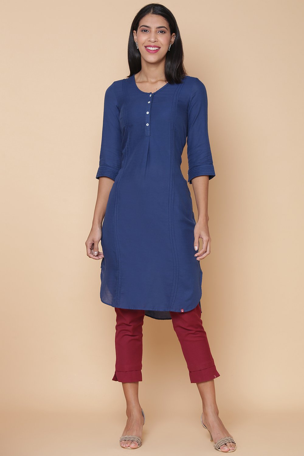 

Blue Cotton Solid Kurti