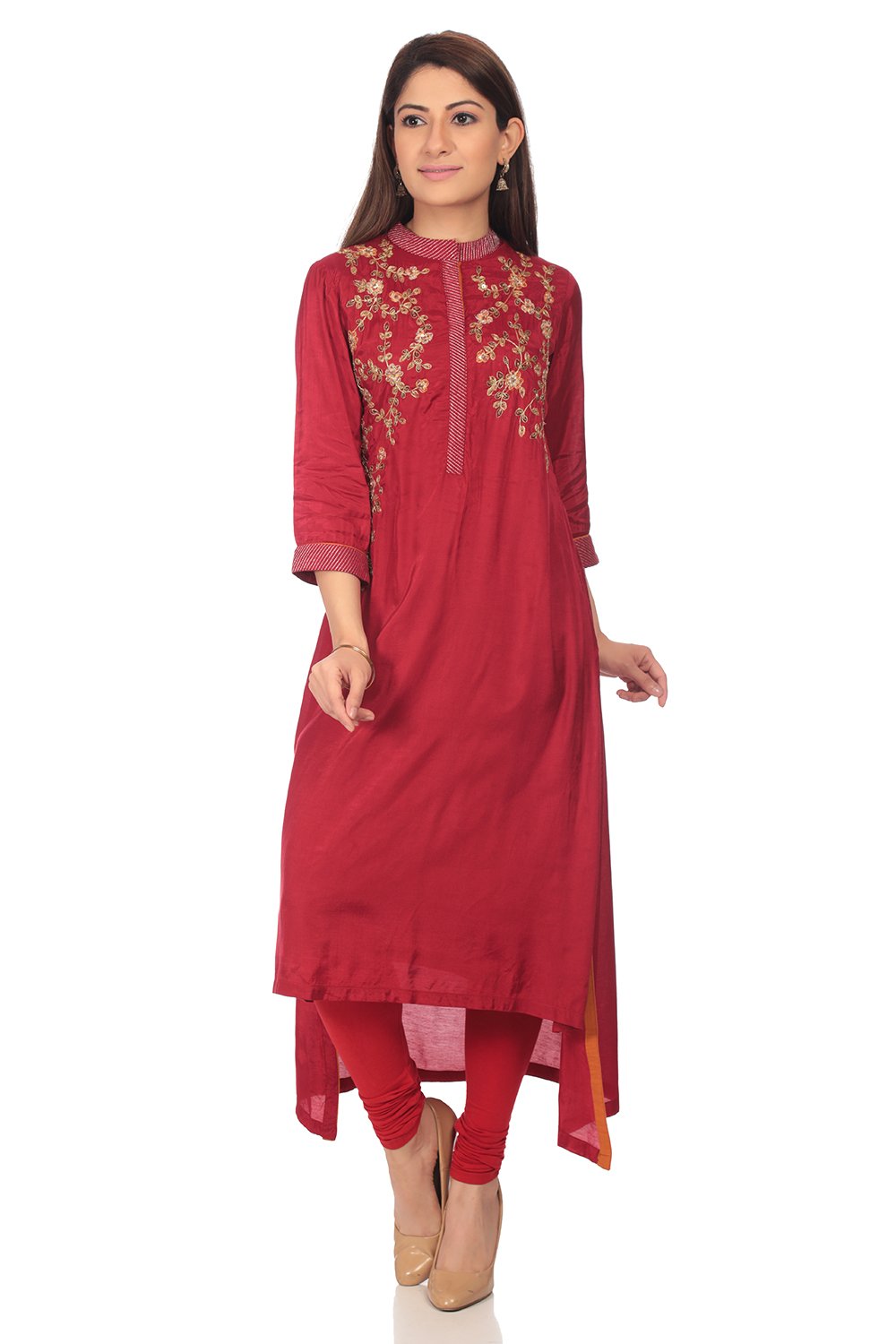 

Red Viscose Straight Printed Kurta