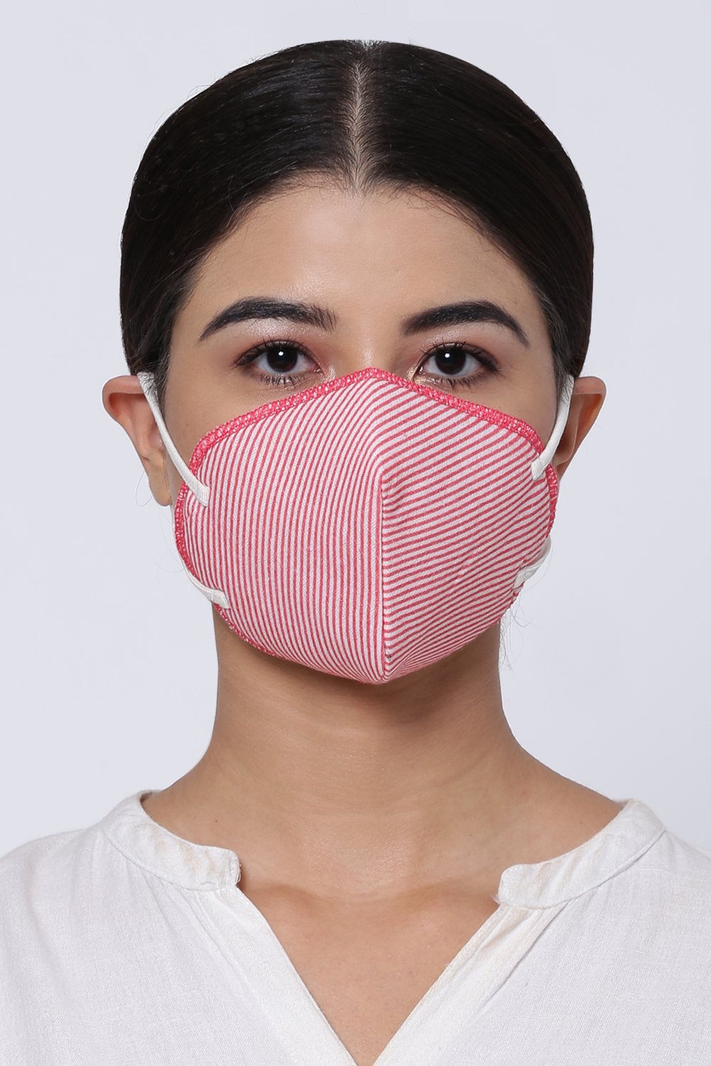 

Beige Cotton Flax Printed Face Mask