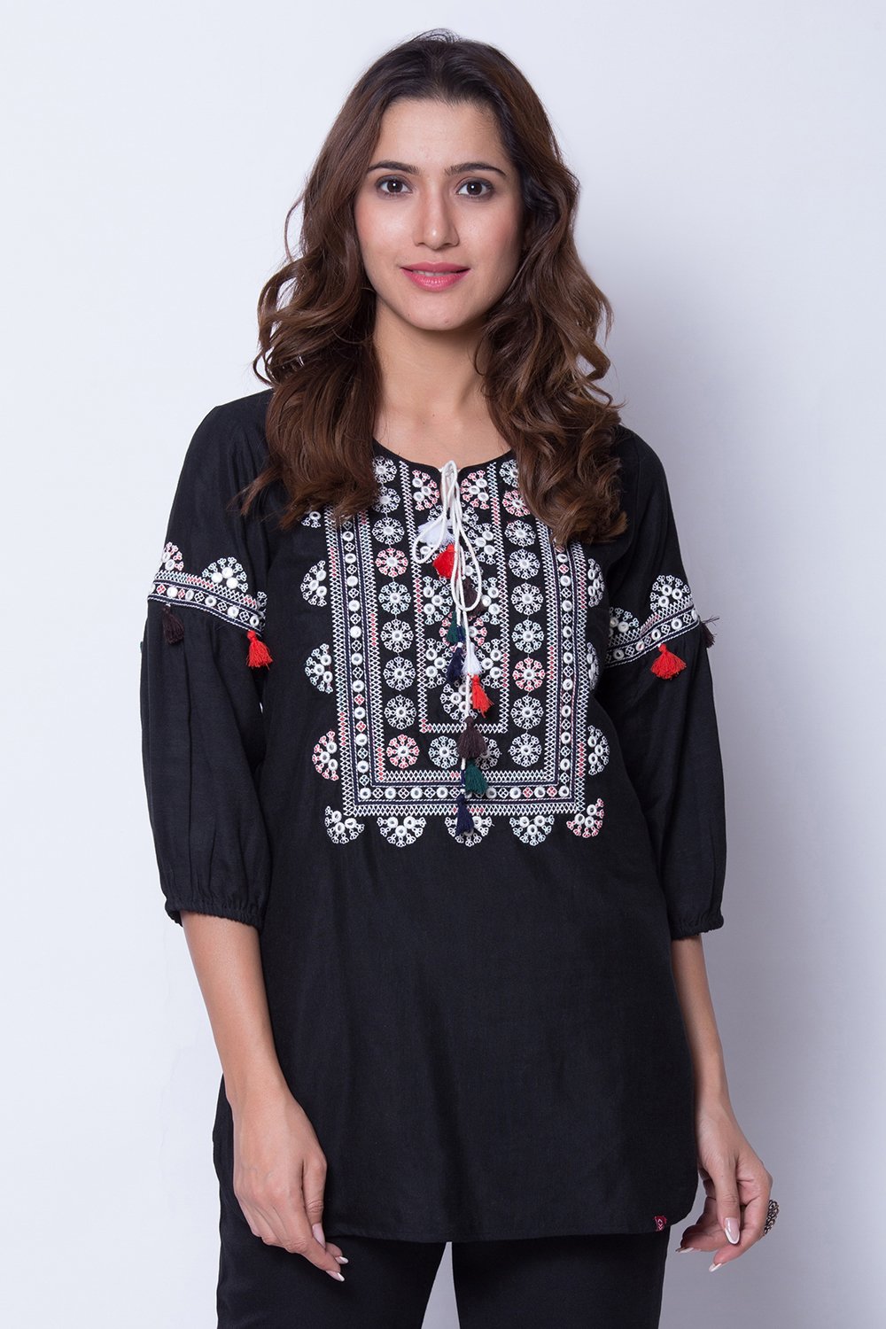 

Black Straight Rayon Embroidered Kurta