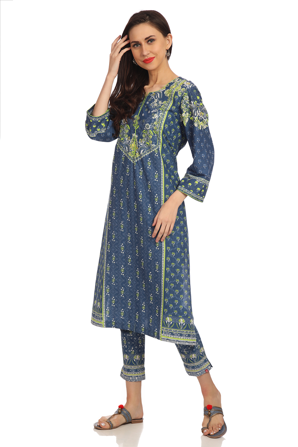 

Indigo Straight Cotton Printed Kurta