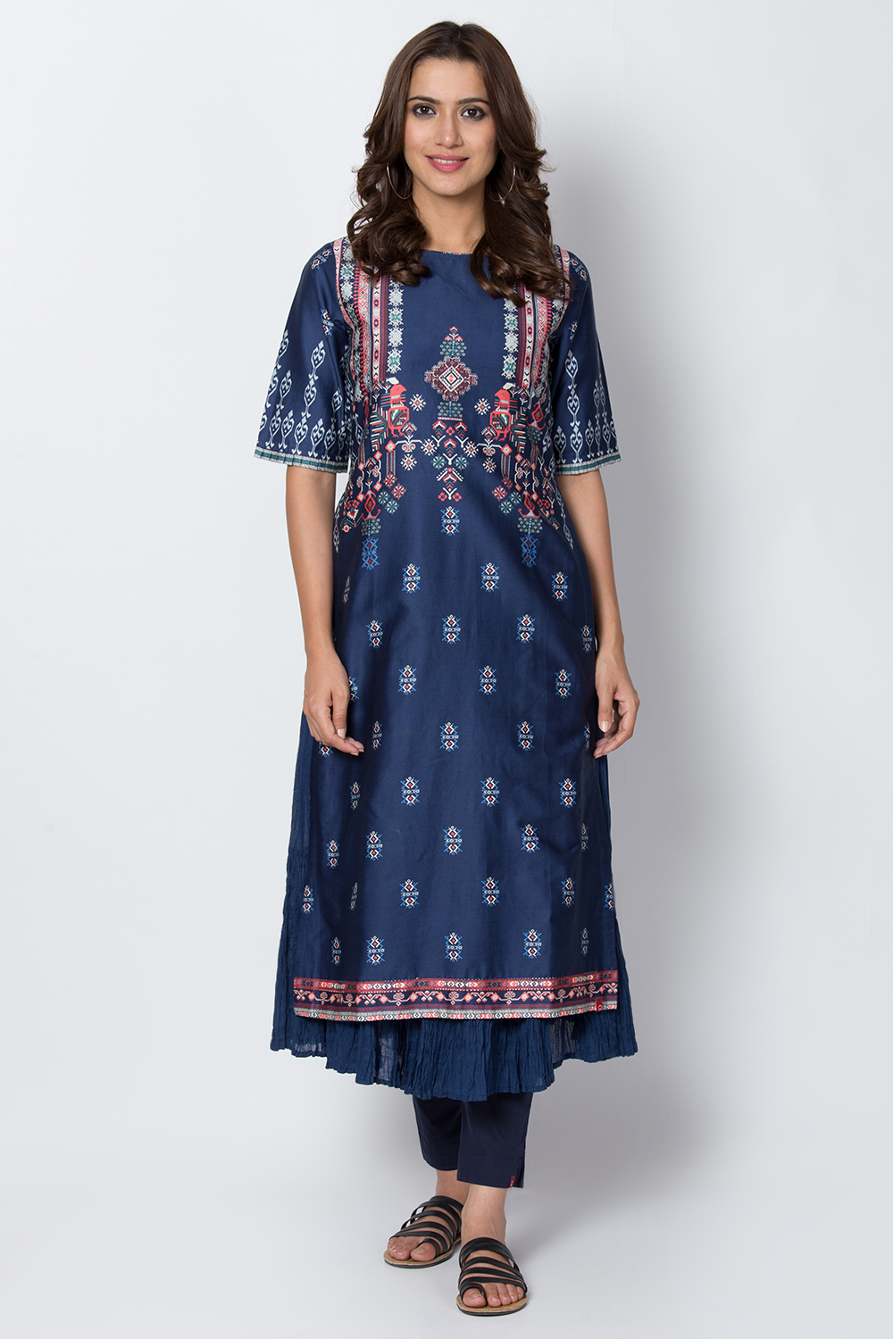 

Indigo Cotton Straight Printed Kurta