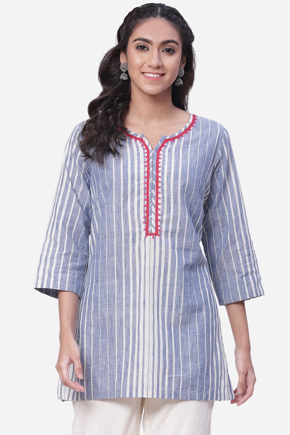 

Indigo Cotton Straight Yarndyed Kurta