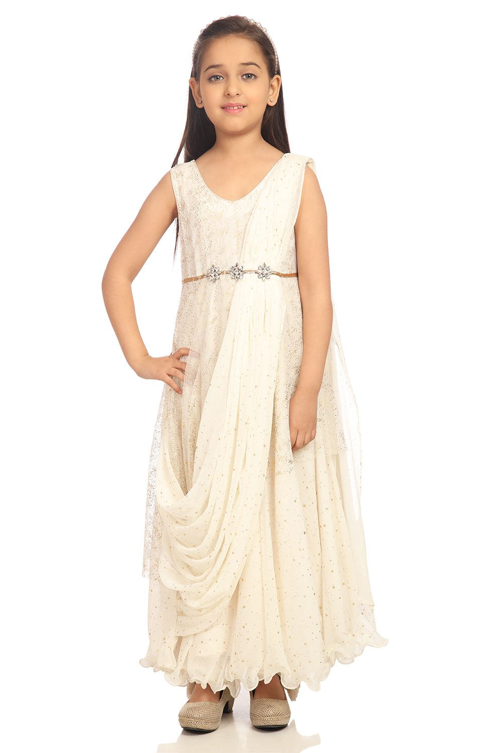 

Ivory Anarkali Nylon Gown