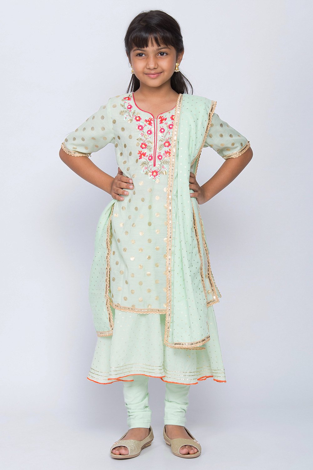 

Mint Green Art Silk Straight Kurta Churidar Suit Set