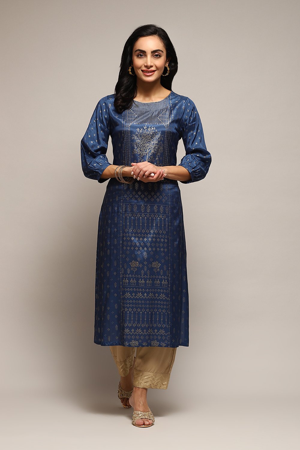 

Teal Viscose Straight Printed Kurta