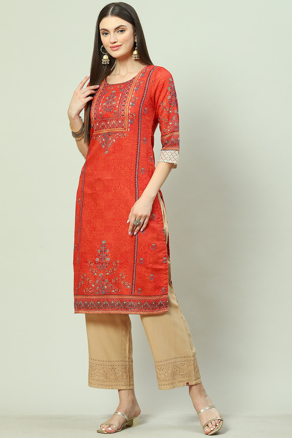 

Rust A-Line Cotton Kurta