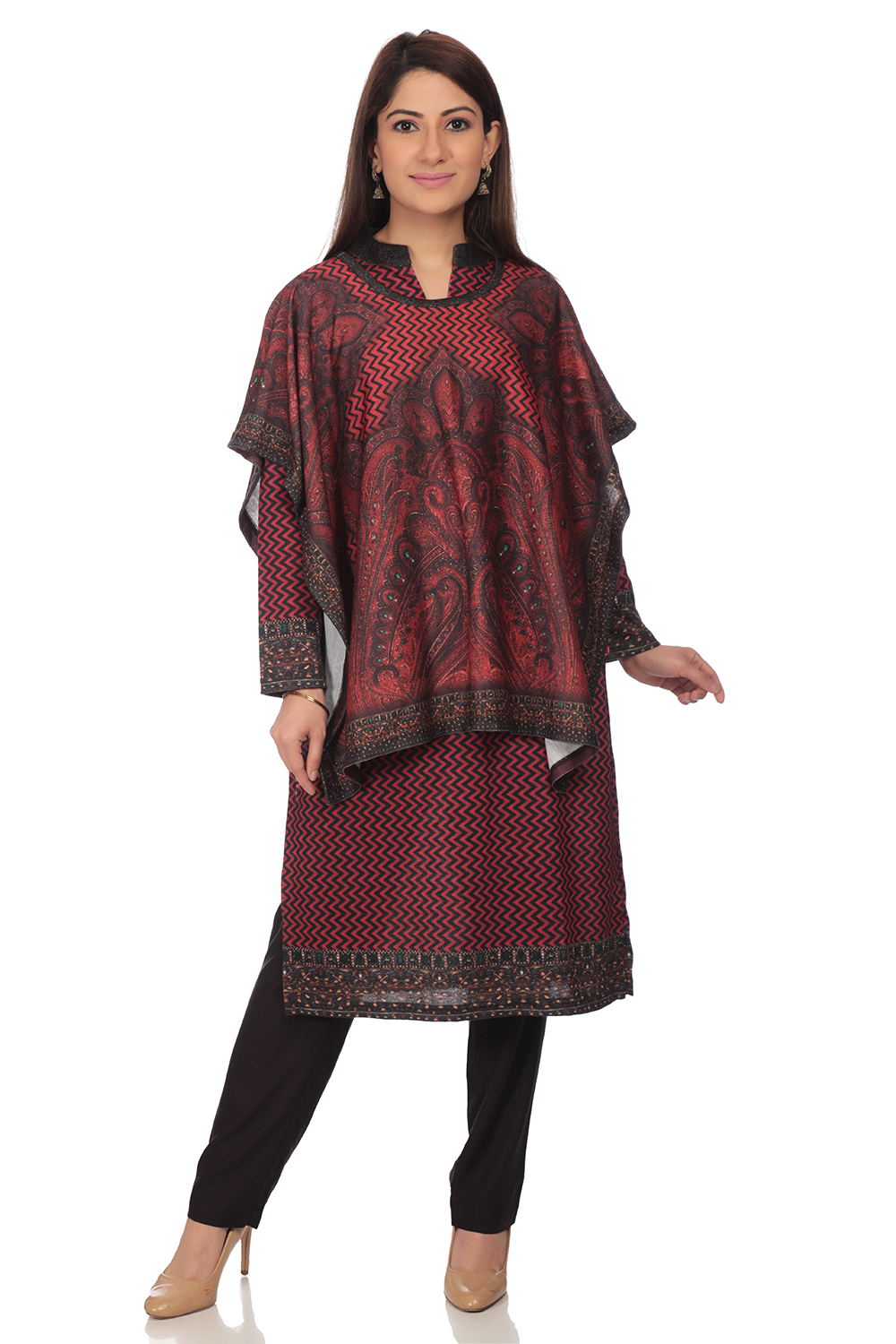 

Red Poly Cotton Straight Printed Kurta