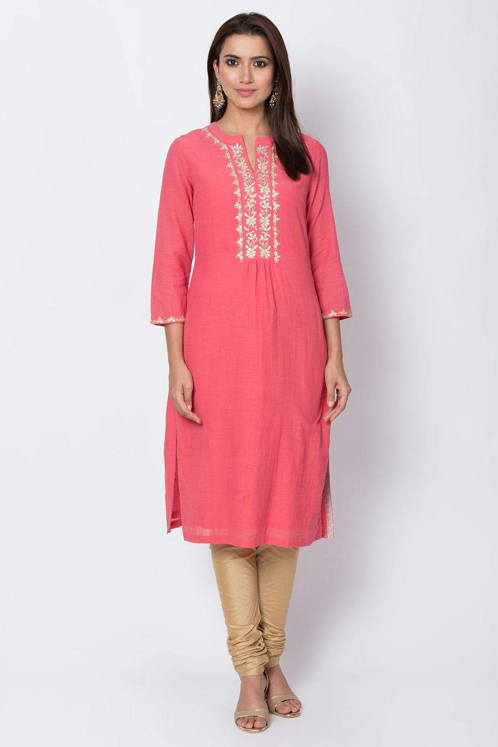 

Coral Cotton And Viscose Straight Solid Kurta