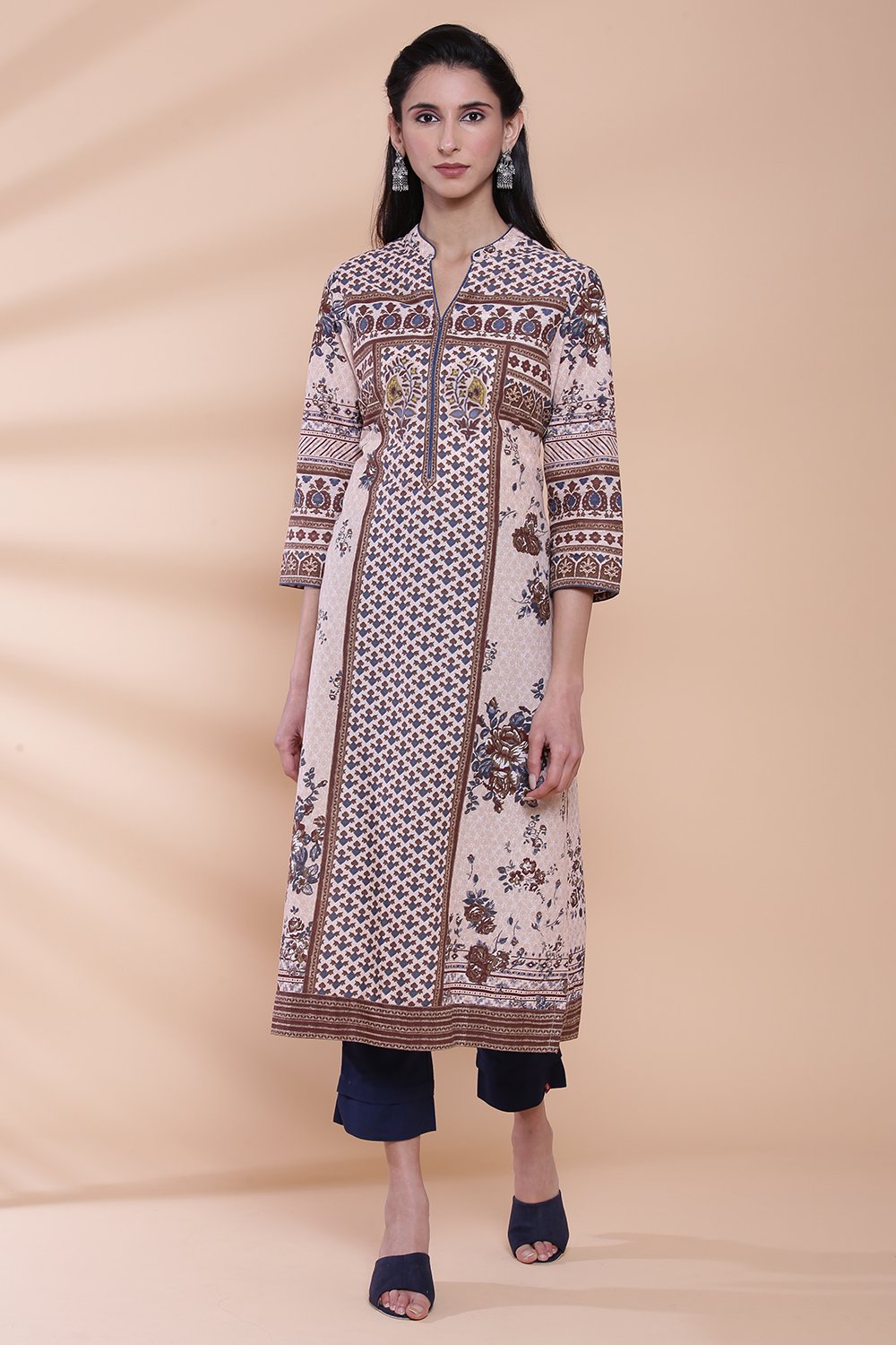 

Peach Cotton Straight Kurta