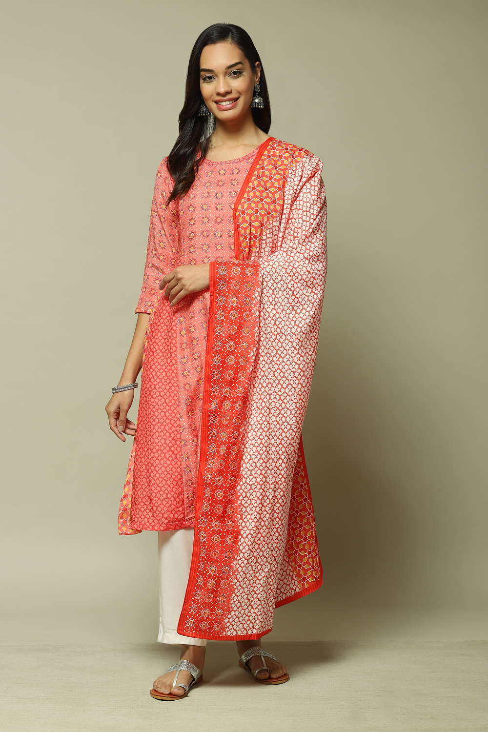 

Coral Modal Straight Kurta Palazzo Suit Set