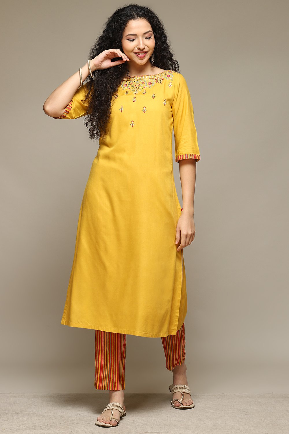 

Mustard Rayon Straight Kurta Pant 2 Piece Set