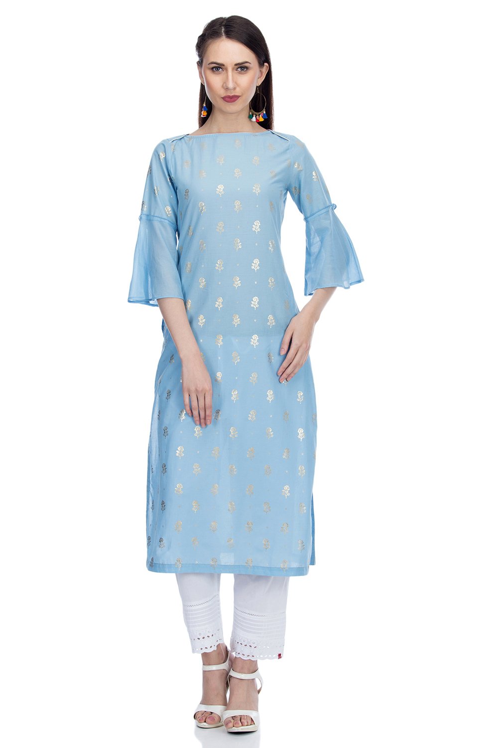 

Blue Straight Cotton Printed Kurta