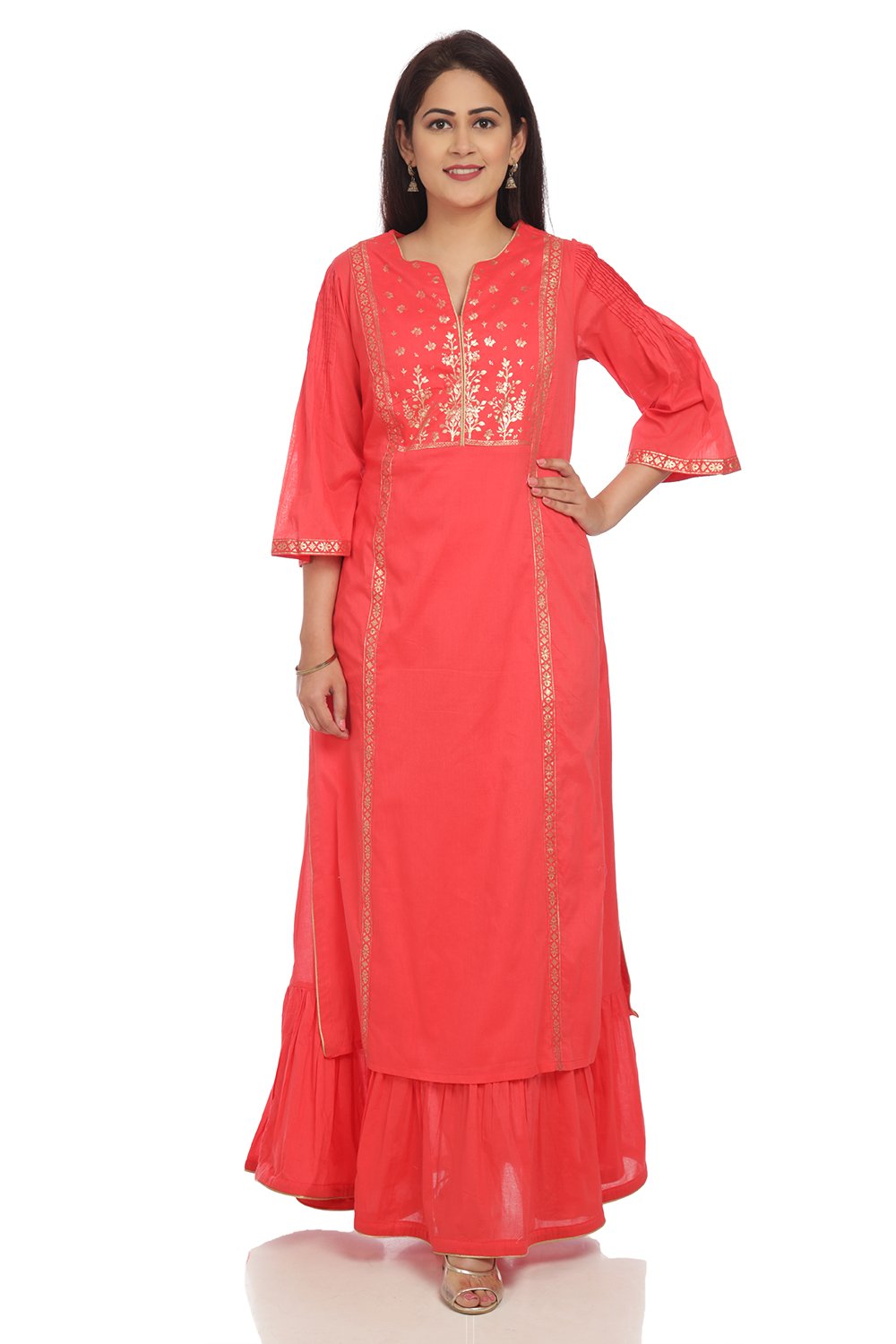 

Coral Flared Cotton Printed Kurta