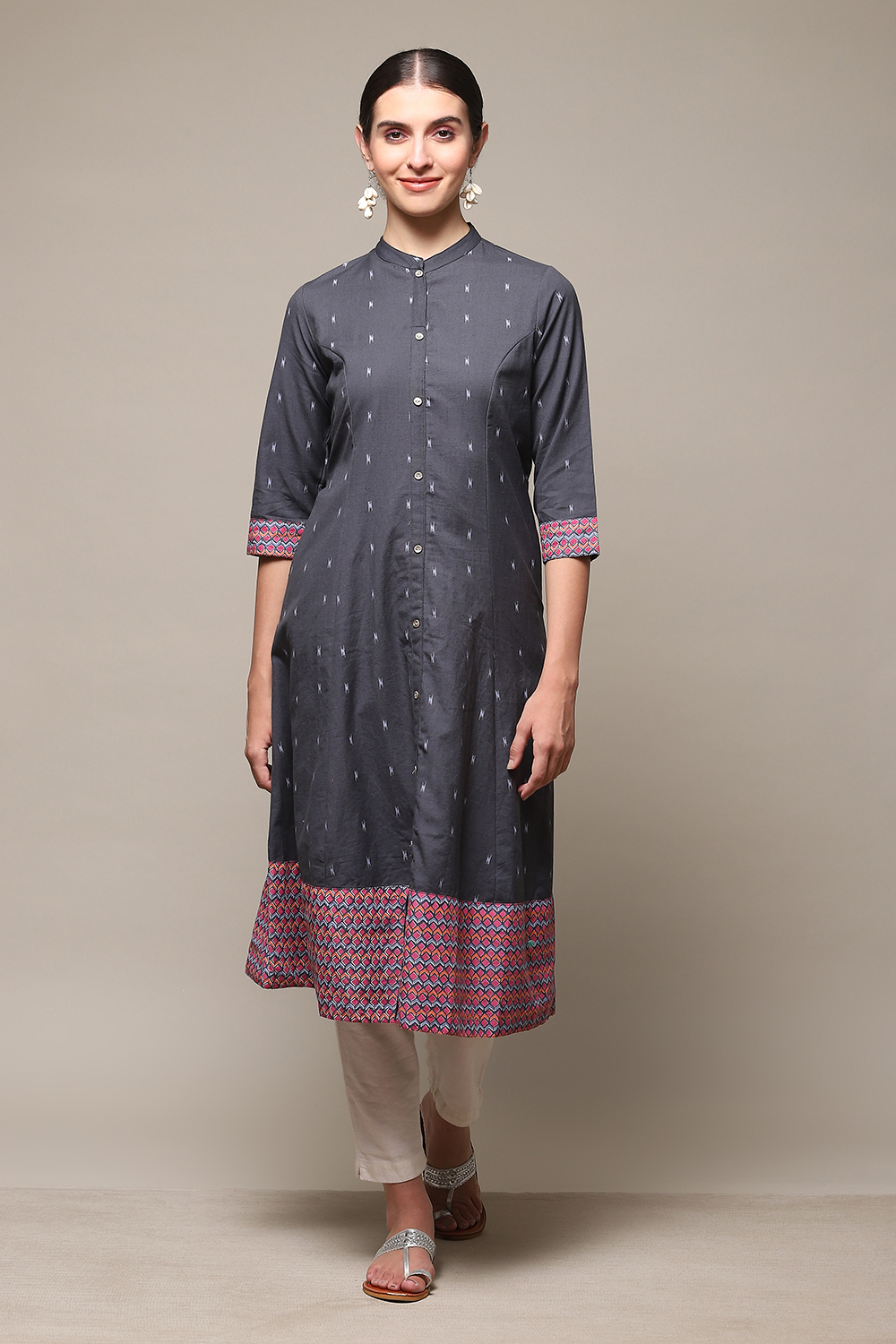 

Blue Cotton Blend A-Line Printed Kurta