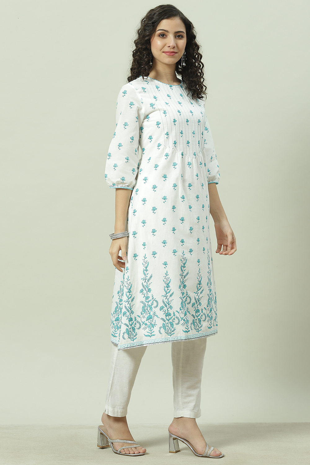 

Sky Blue Cotton Straight Kurta